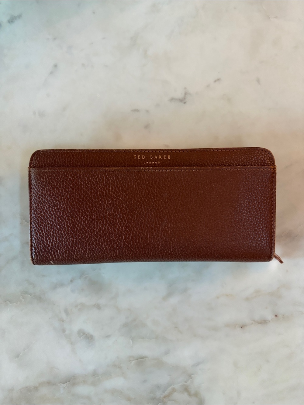 Ted Baker Brown Pebbled Zip-Around Wallet